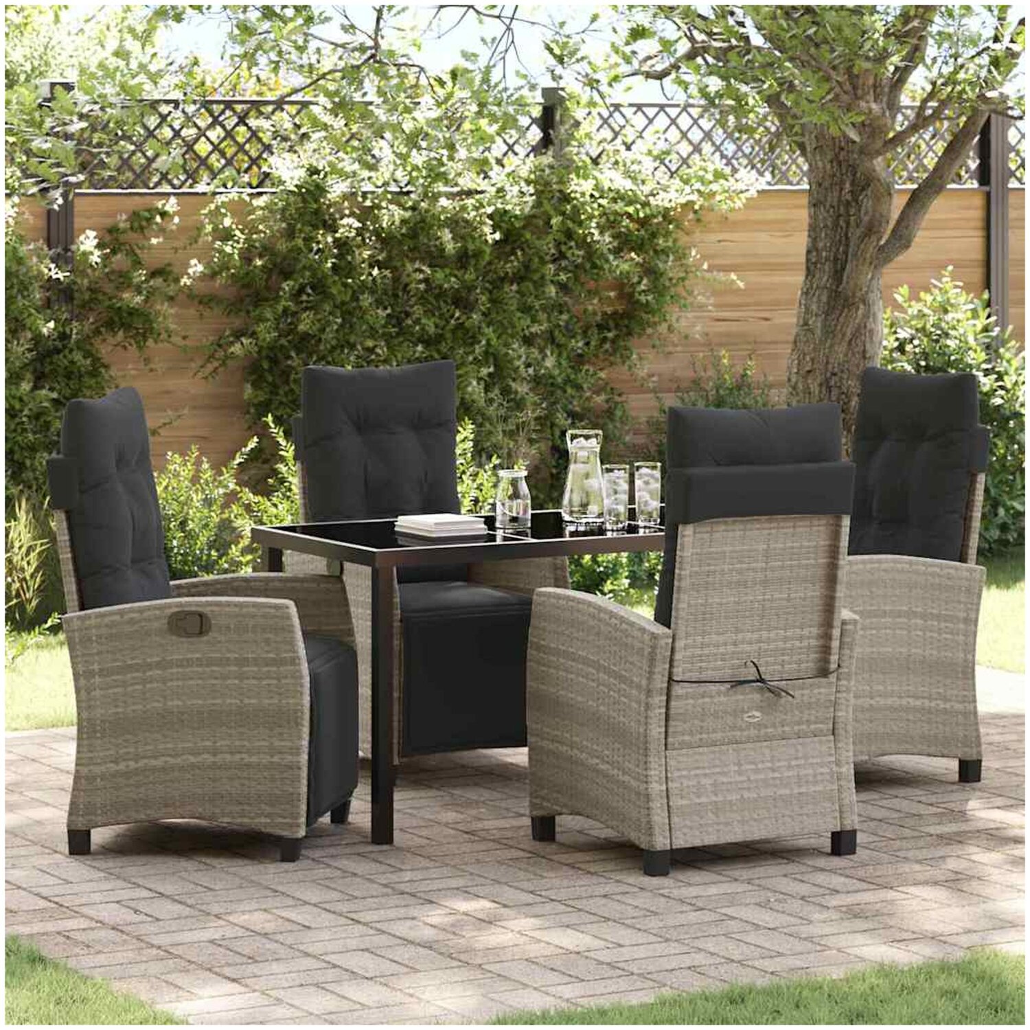 Utemöbelset vidaxl - 5-Delat ljusgrå poly rattan 140 x 80 73 cm syntetisk ratt