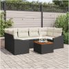 VidaXL 7-delars trädgårdsoffset med kuddar i svart poly rattan och akacia vidaXL 55 x 55 x 37 cm – miniatyr 1