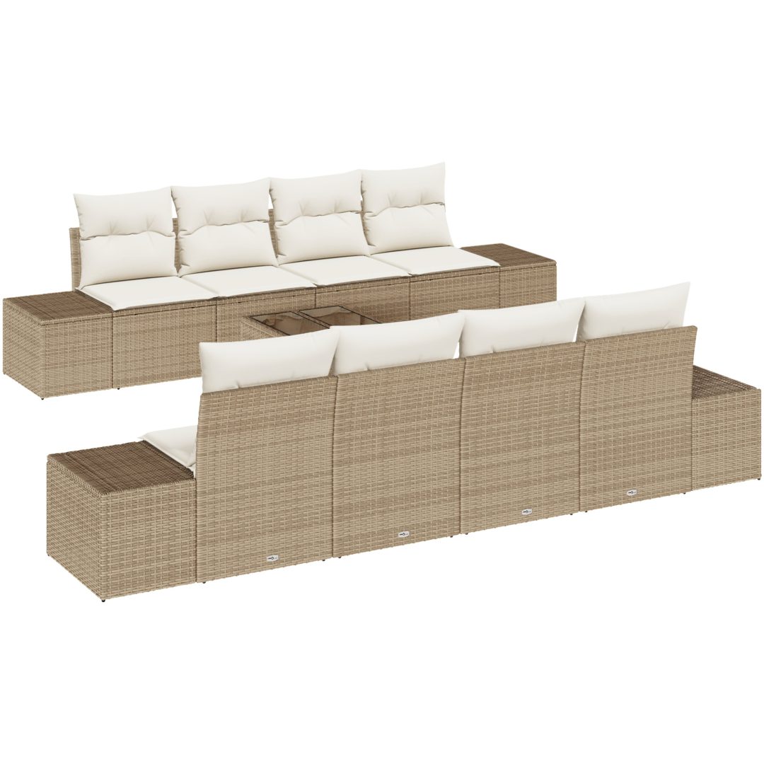 VidaXL 9-delars trädgårdsoffset med kuddar i beige polyrotting vidaXL 55 x 55 x 37 cm – bild 2