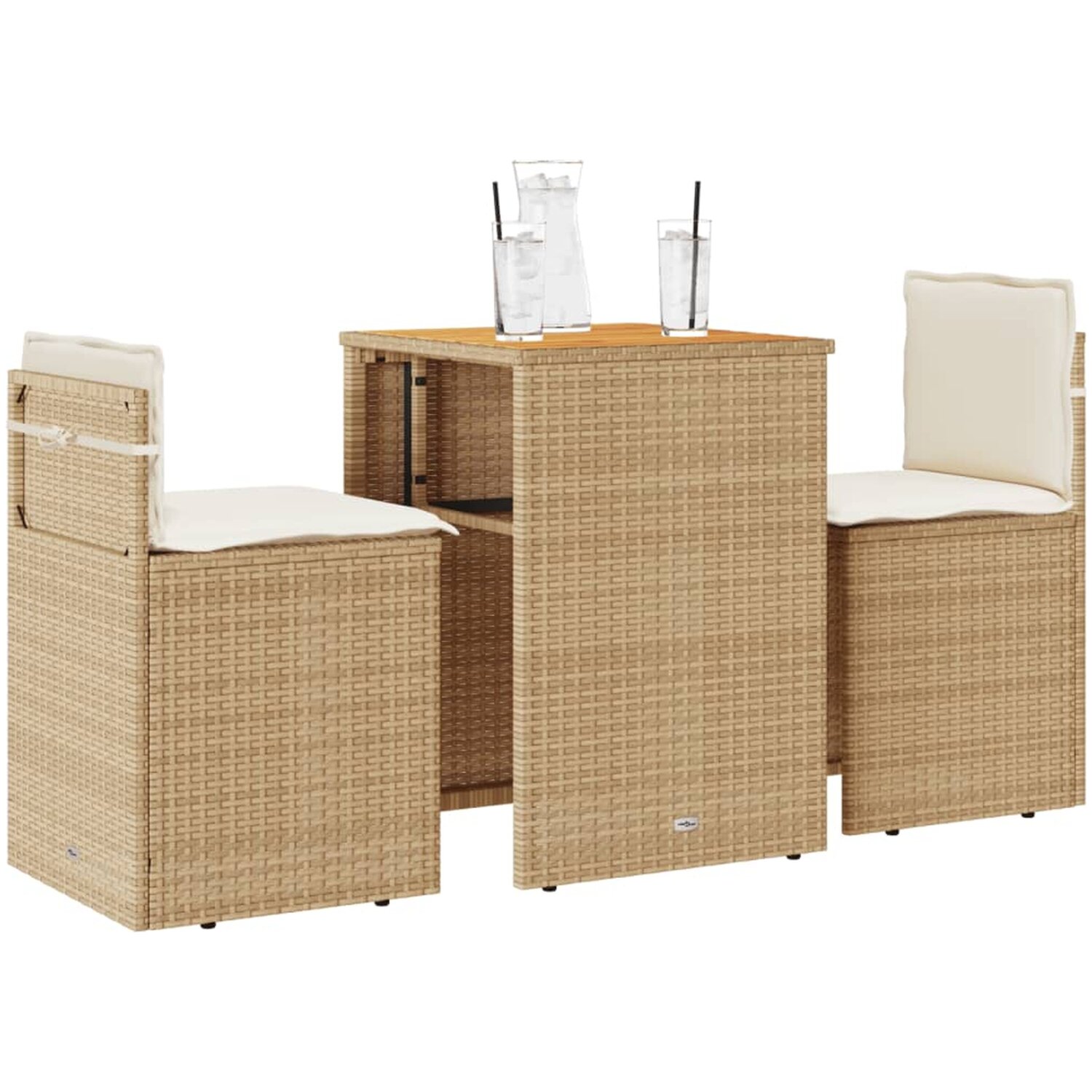 Bistrogrupp vidaxl - Med dynor 3 delar beige konstrotting