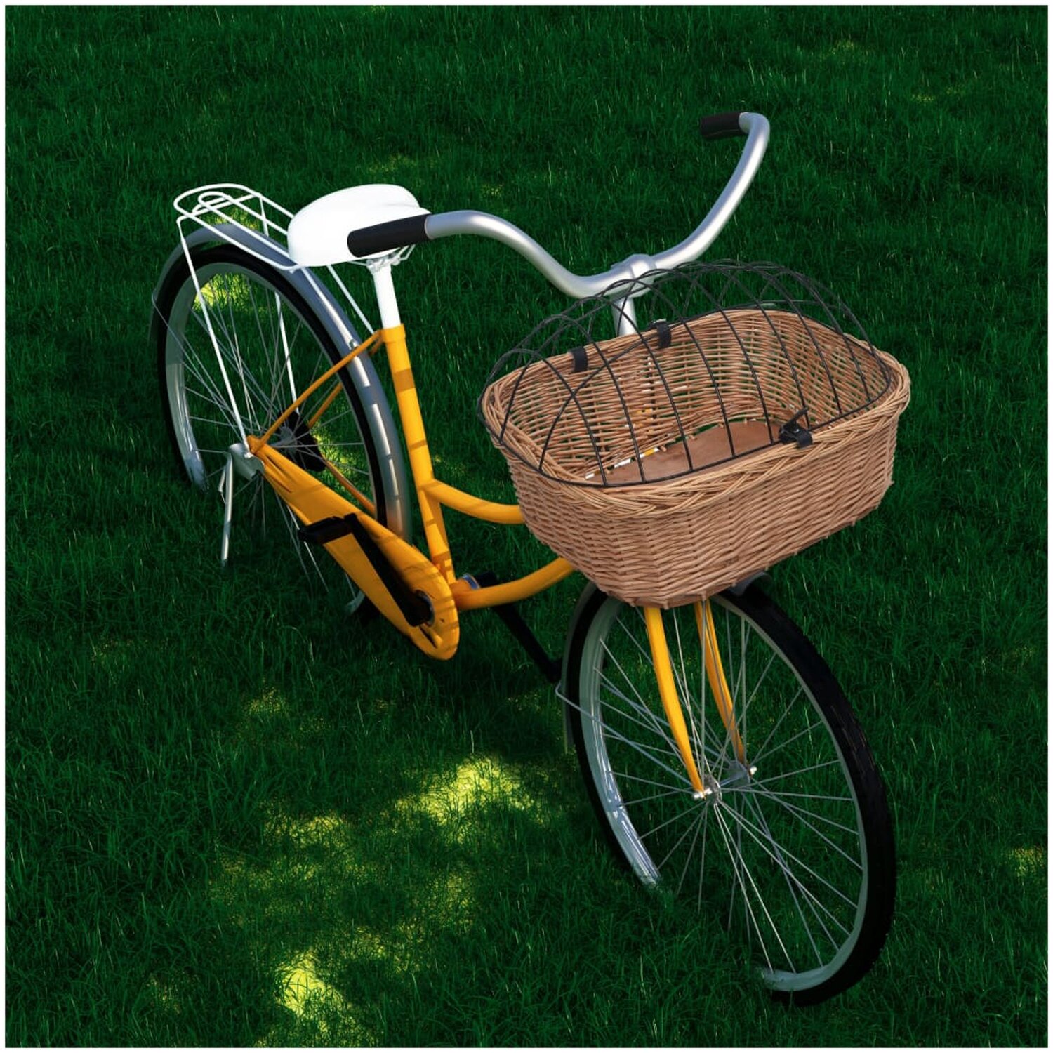 Cykelkorg vidaxl - För hund med dyna 50x45x35 cm naturlig pil järn