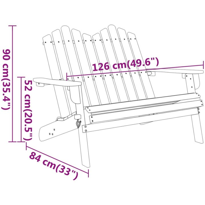 VidaXL Däckstol 126 cm massivt akaciaträ vidaXL – bild 8