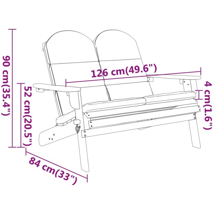 VidaXL Däckstol med dynor 126 cm massivt akaciaträ vidaXL – bild 8