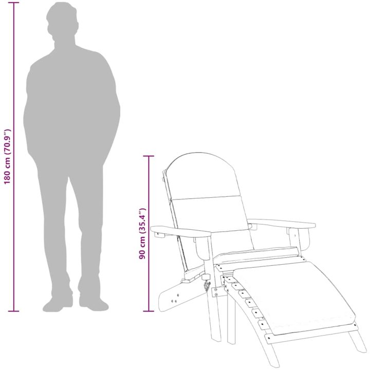 VidaXL Däckstol med fotpall massivt akaciaträ vidaXL – bild 11