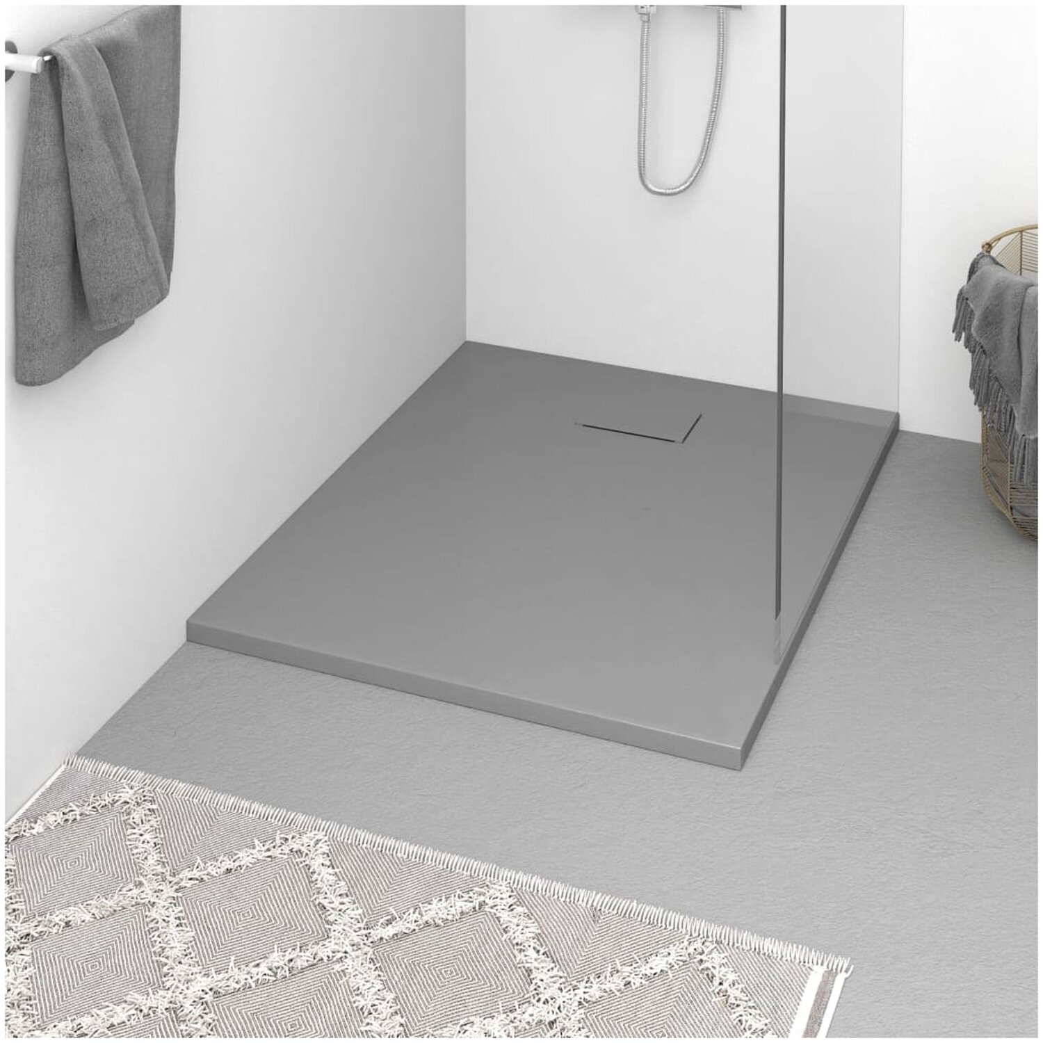 Duschkar vidaxl - Smc grå 100 x 80 cm sheet moulding compound med harts, fiberglas och stenpulver