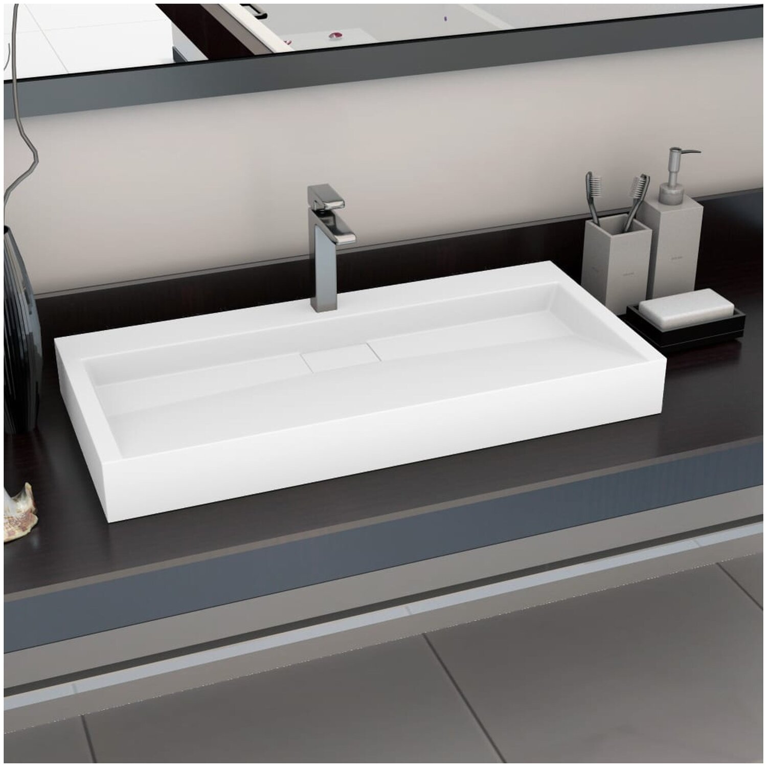 Handfat vidaxl - Mineralgjuten vit 100 x 46 11 cm