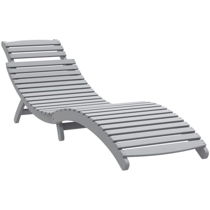 VidaXL Solsäng grå 184x55x64 cm massivt akaciaträ vidaXL – bild 2