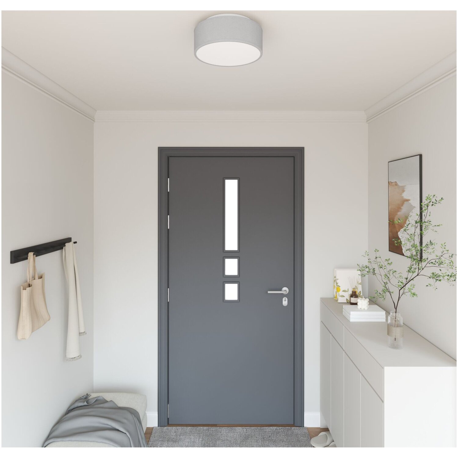 Taklampor vidaxl - Inbyggda grå 30 cm tyg e27 x 13.5 syntetisk plast