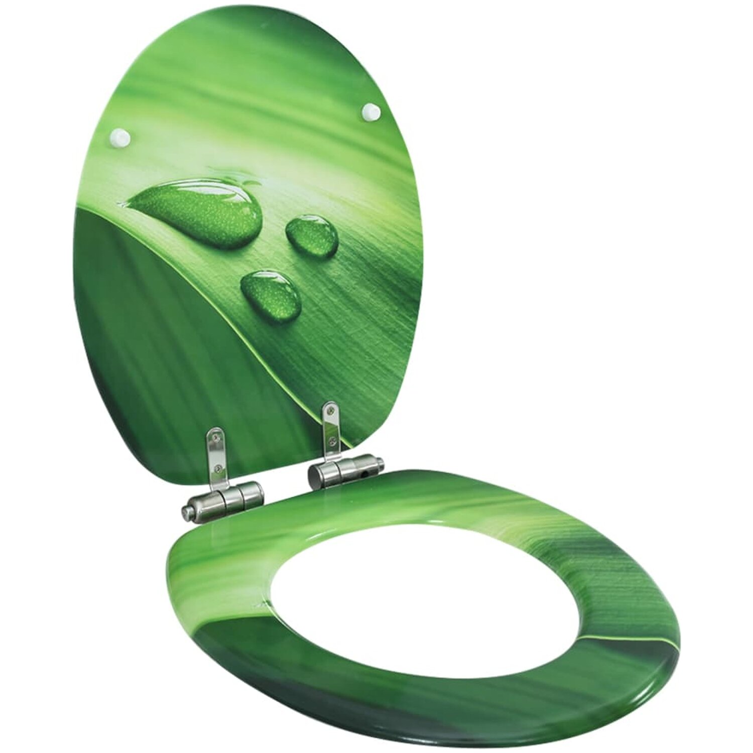 Toalettsits vidaxl - Med mjuk stängning mdf vattendroppar grön