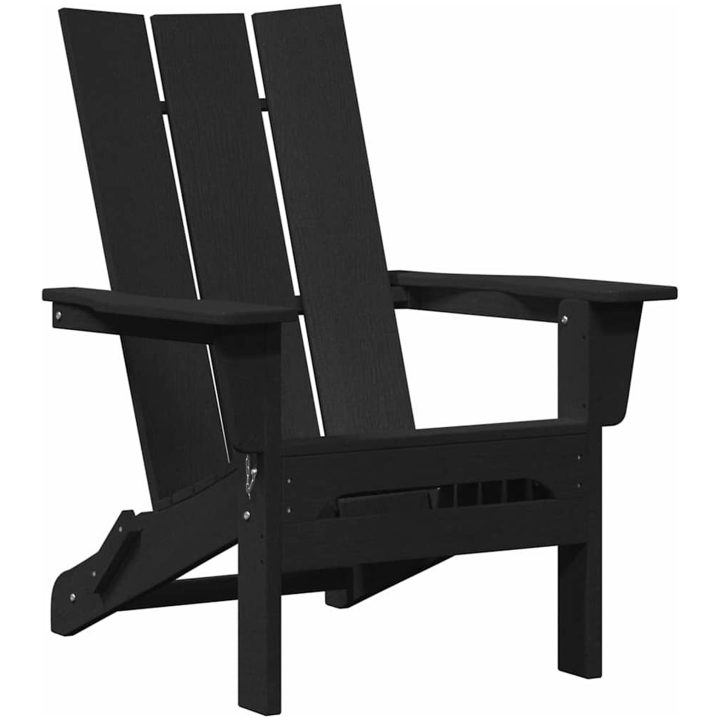 vikbar Adirondackstol Svart 74,5x80,5x90 cm HDPE vidaXL 74,5 x 80,5 x 92 cm – bild 2