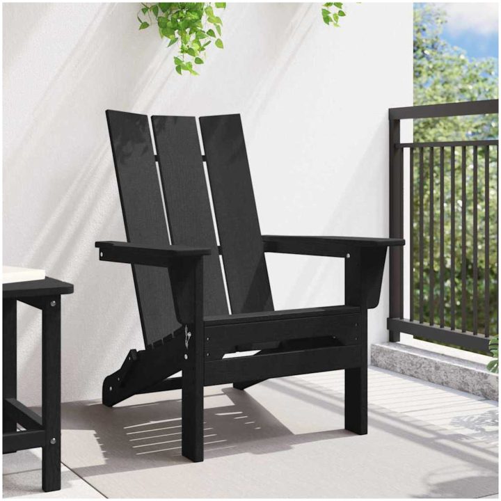 vikbar Adirondackstol Svart 74,5x80,5x90 cm HDPE vidaXL 74,5 x 80,5 x 92 cm – bild 3