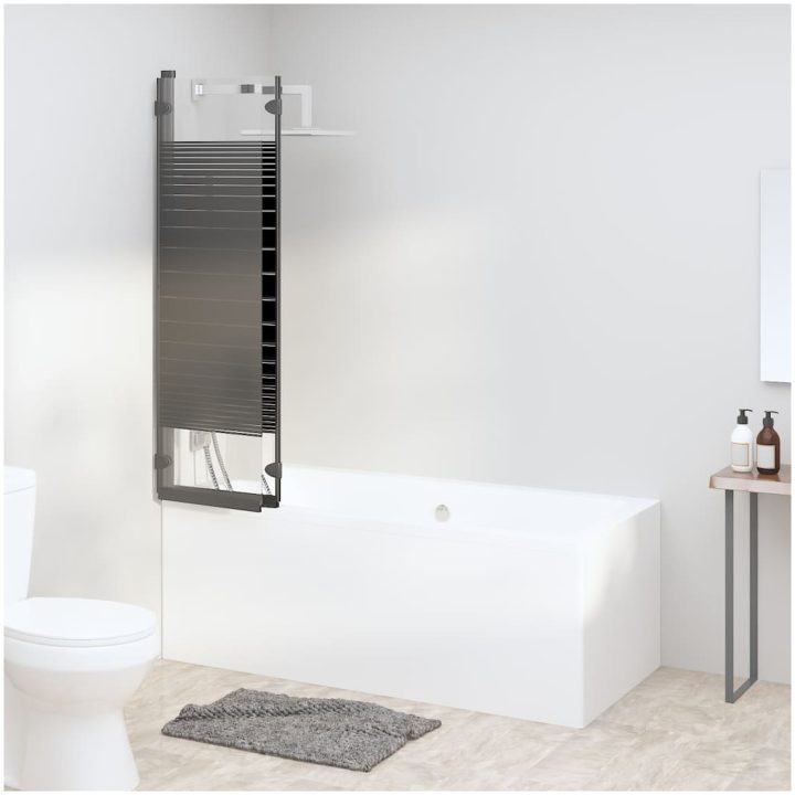 Vikbar duschvägg 3 paneler ESG svart vidaXL 130 x 130 cm – bild 3