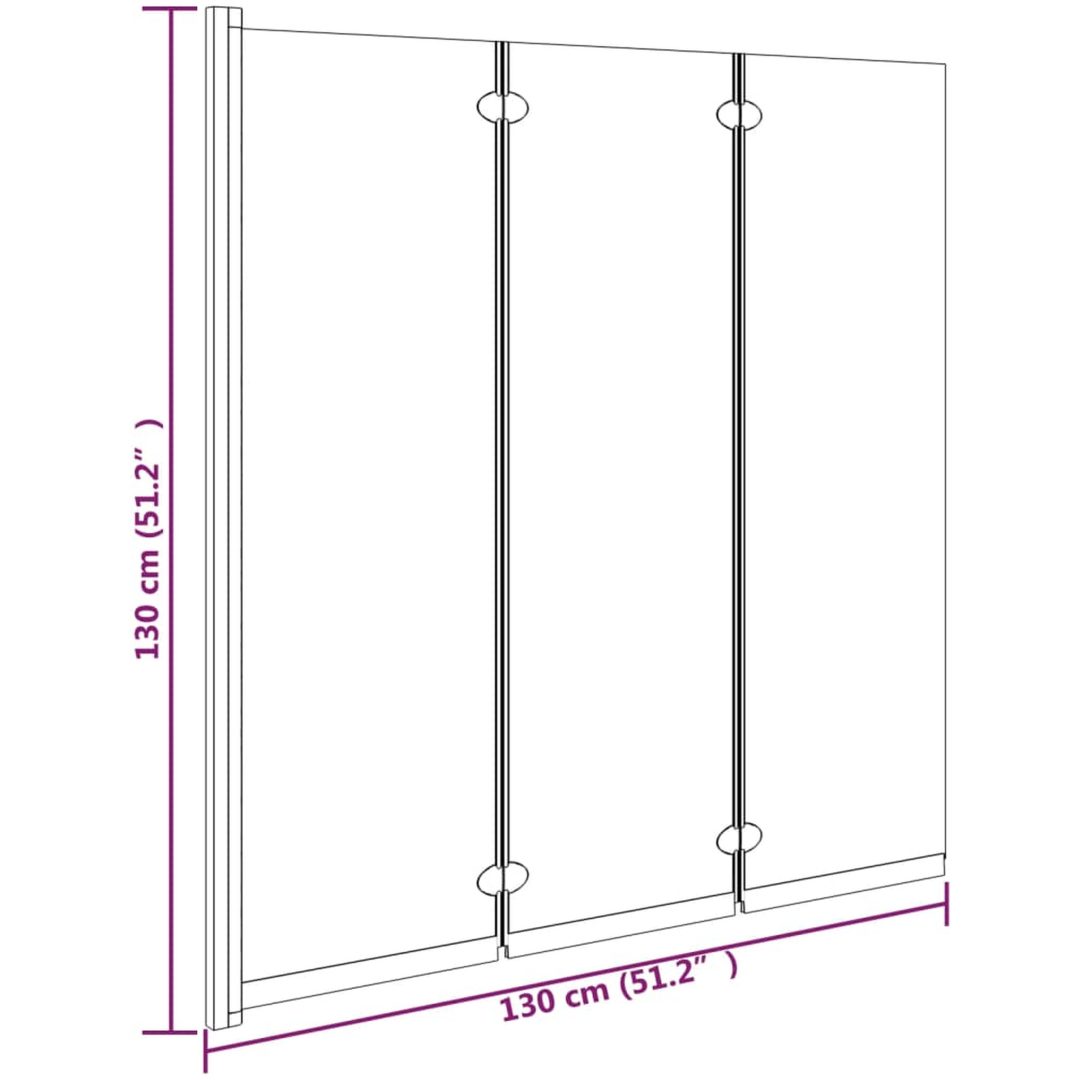 Vikbar duschvägg 3 paneler ESG svart vidaXL 130 x 130 cm – bild 8