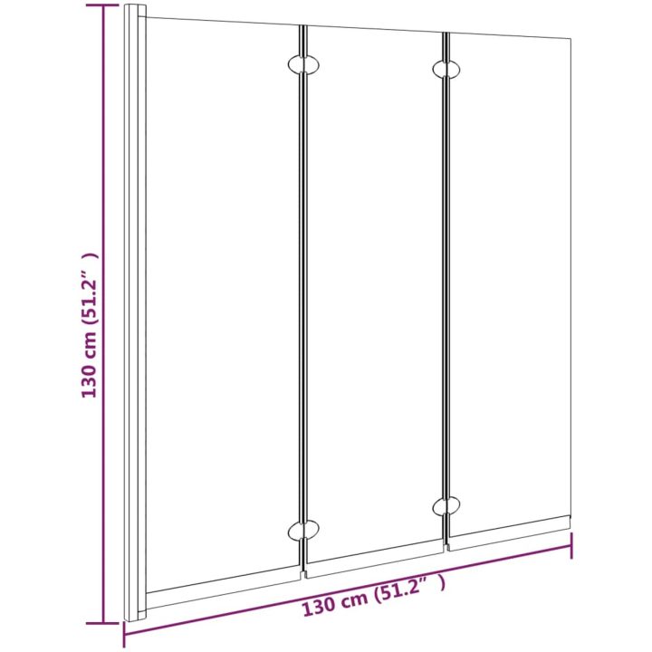 Vikbar duschvägg 3 paneler ESG svart vidaXL 130 x 130 cm – bild 8