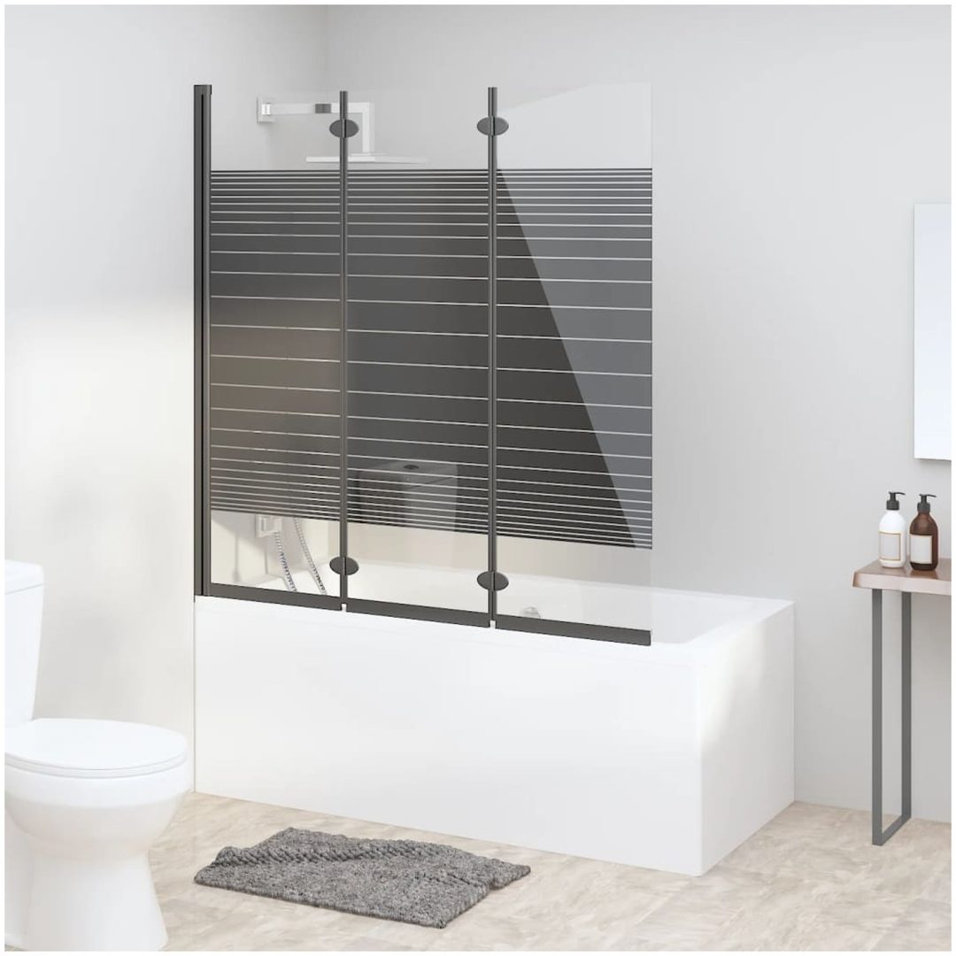 Vikbar duschvägg 3 paneler ESG svart vidaXL 130 x 130 cm