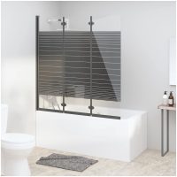 Vikbar duschvägg 3 paneler ESG svart vidaXL