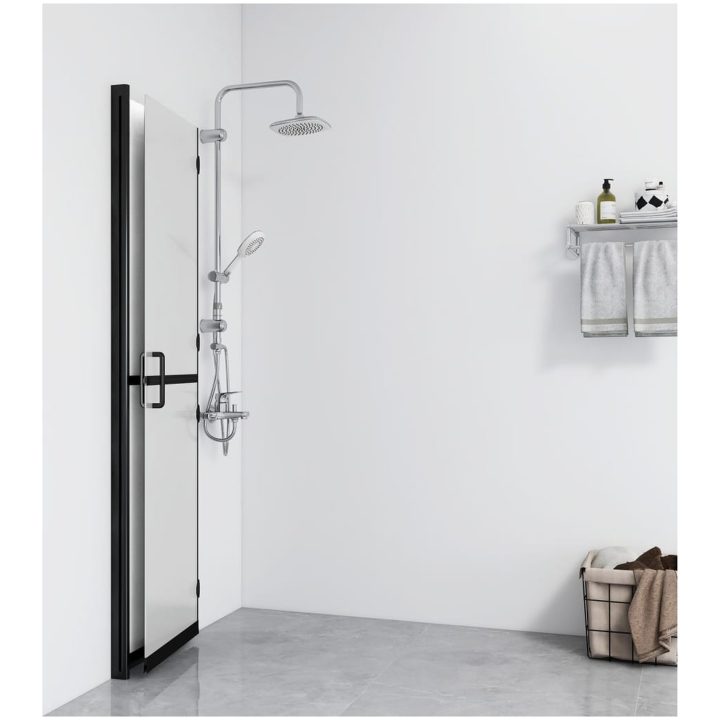 Vikbar duschvägg med frostat ESG-glas vidaXL 70 x 190 cm – bild 3