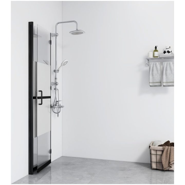Vikbar duschvägg med halvfrostat ESG-glas vidaXL 70 x 190 cm – bild 3