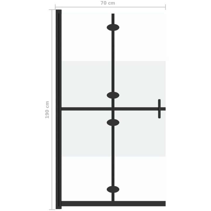 Vikbar duschvägg med halvfrostat ESG-glas vidaXL 70 x 190 cm – bild 7