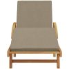 vikbar solstol med hjul och kudde Taupe massivt akaciaträ vidaXL 200 x 67 x 84 cm – miniatyr 4