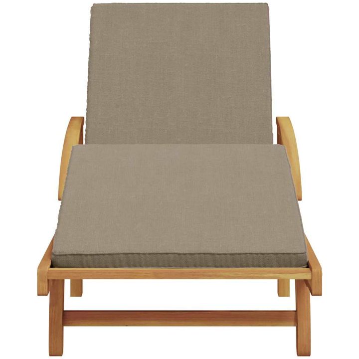 vikbar solstol med hjul och kudde Taupe massivt akaciaträ vidaXL 200 x 67 x 84 cm – bild 4