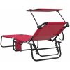 Vikbar Solstol med Markis Röd 600D Oxford Tyg vidaXL Standard – miniatyr 6