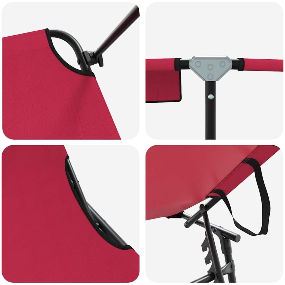 Vikbar Solstol med Markis Röd 600D Oxford Tyg vidaXL Standard – bild 7