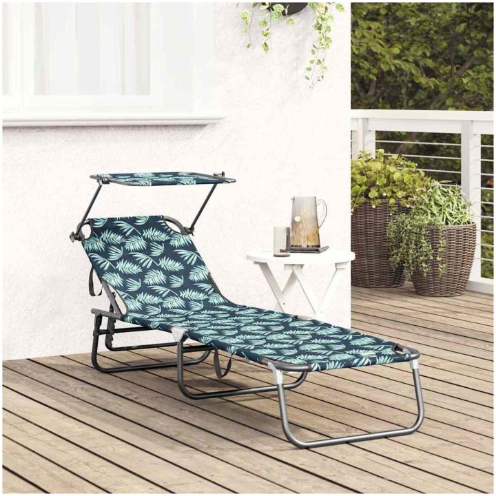 vikbara solstol med bladmönster 600D Oxford tyg vidaXL Standard – bild 3