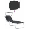 Vikbara solstolar 2 st med tak Svart 600D Oxford tyg vidaXL Standard – miniatyr 11