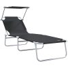 Vikbara solstolar 2 st med tak Svart 600D Oxford tyg vidaXL Standard – miniatyr 4