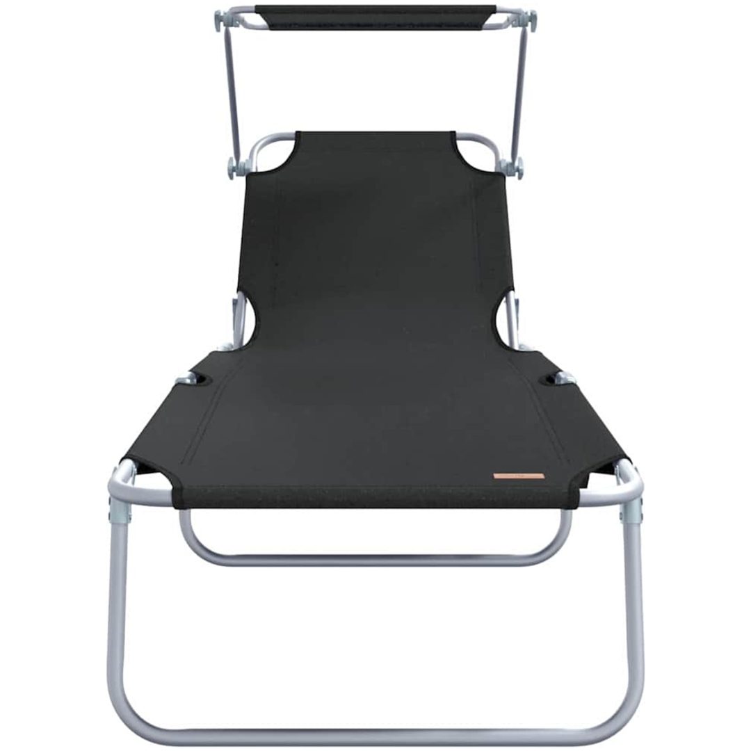 Vikbara solstolar 2 st med tak Svart 600D Oxford tyg vidaXL Standard – bild 5