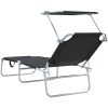 Vikbara solstolar 2 st med tak Svart 600D Oxford tyg vidaXL Standard – miniatyr 7