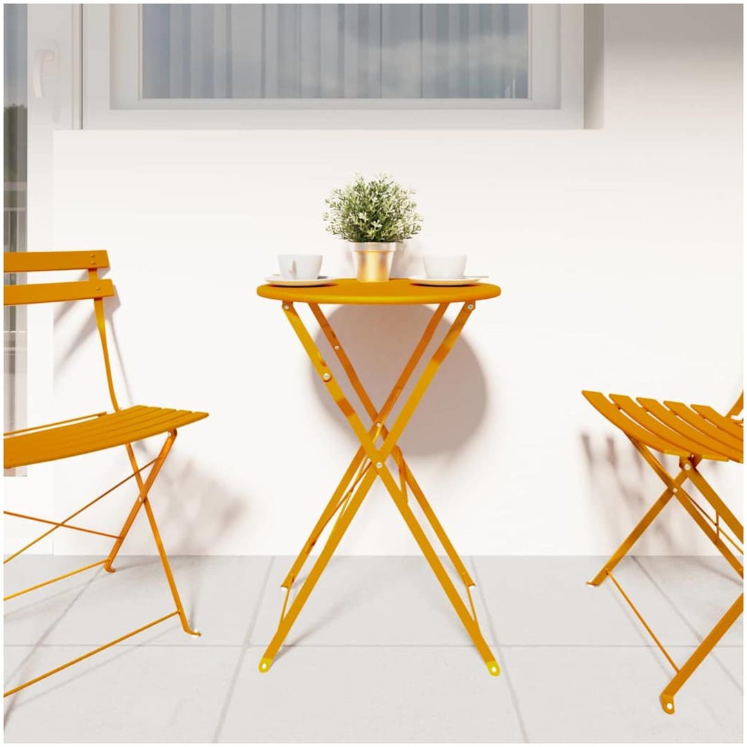 Vikbart Bistrobord Senapsgul 50x71 cm Pulverlackerad Stål vidaXL 50 x 50 x 71 cm – bild 3