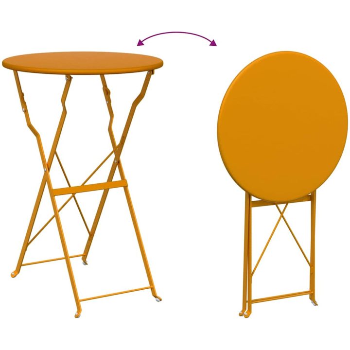 Vikbart Bistrobord Senapsgul 50x71 cm Pulverlackerad Stål vidaXL 50 x 50 x 71 cm – bild 9