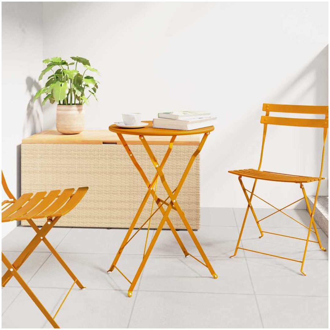 Vikbart Bistrobord Senapsgul 50x71 cm Pulverlackerad Stål vidaXL 50 x 50 x 71 cm
