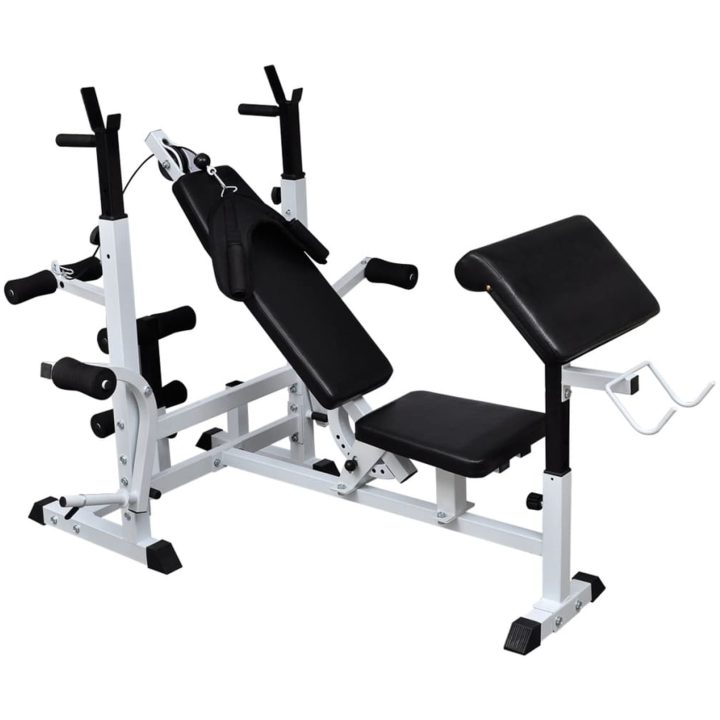 Viktbänk set med viktställning skivstång och hantlar 90 kg vidaXL – bild 3