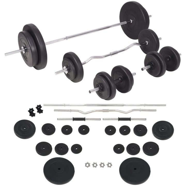 Viktbänk set med viktställning skivstång och hantlar 90 kg vidaXL – bild 7