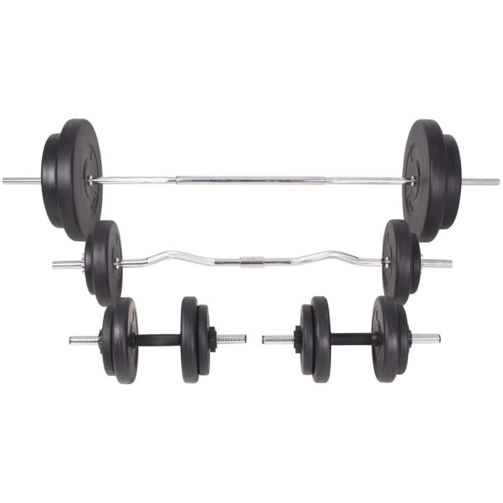 Viktbänk set med viktställning skivstång och hantlar 90 kg vidaXL – bild 8