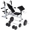 Viktbänk set med viktställning skivstång och hantlar 90 kg vidaXL – miniatyr 1