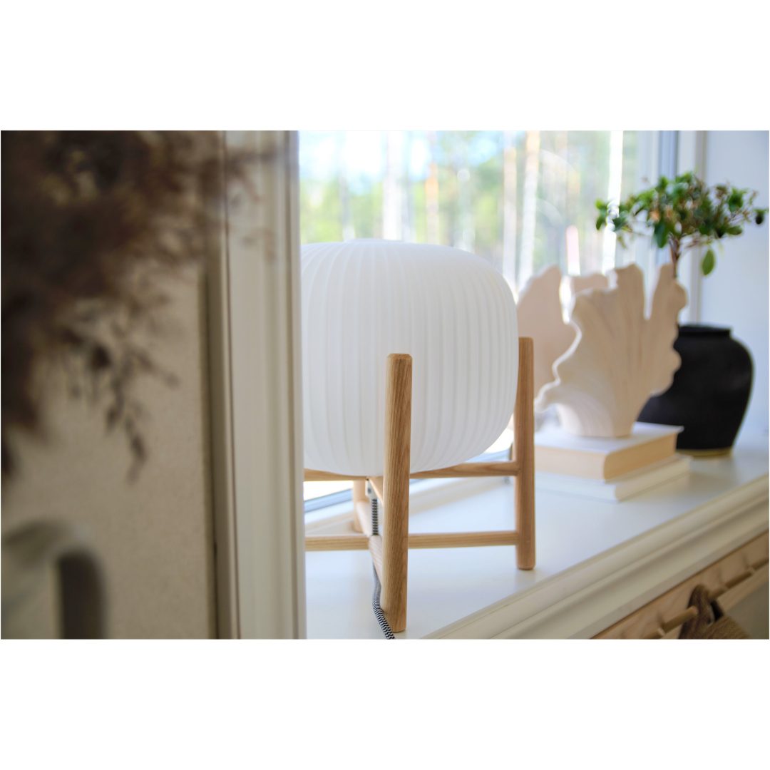 Vinda Bordlampa, Stor, Trä/vit ANETA HOME Sockel E27 Trä /Vit – bild 5