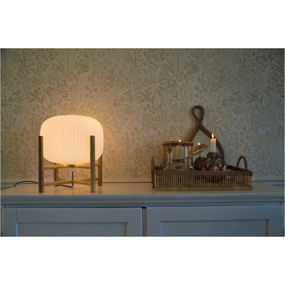 Vinda Bordlampa, Stor, Trä/vit ANETA HOME Sockel E27 Trä /Vit – bild 4