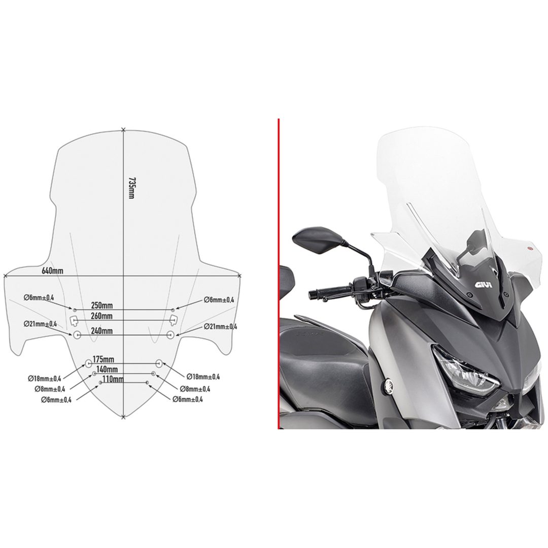 Vindavvisare D2136ST Givi Yamaha X-Max 300 (2017)