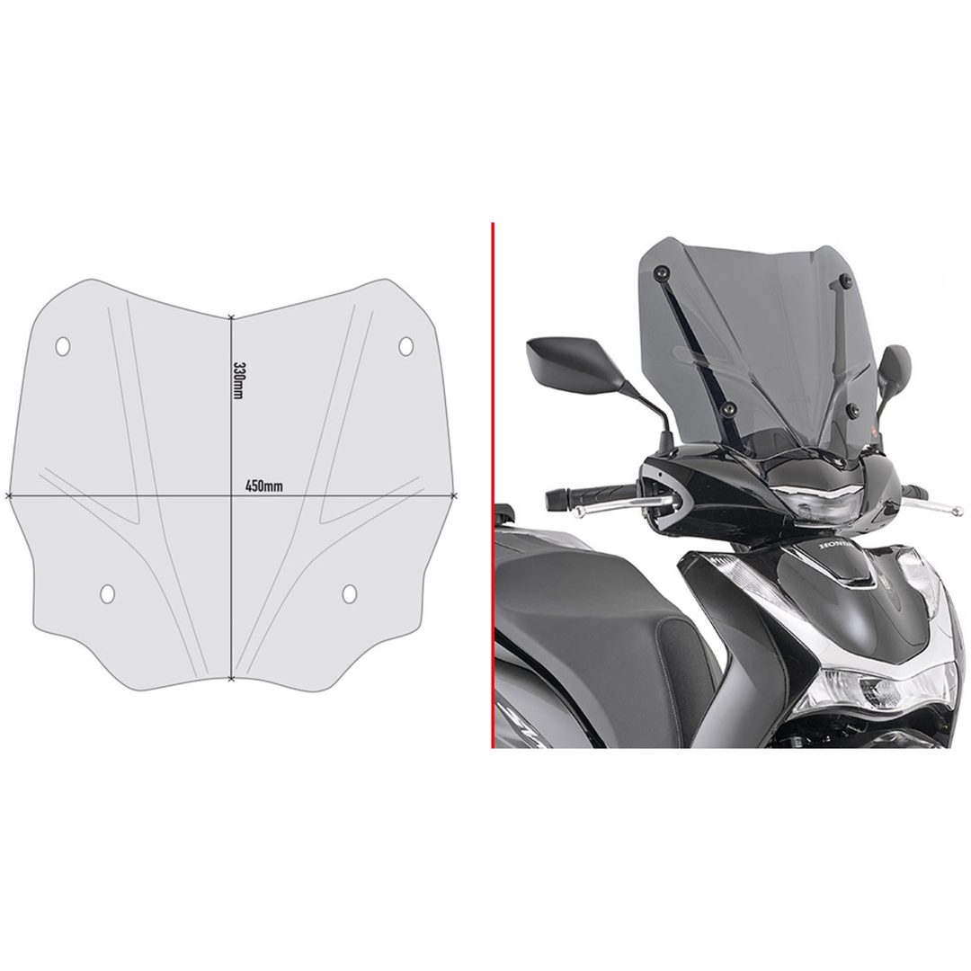 Vindruta Spoiler Fumè Rökfärgad Givi SH125 / SH150