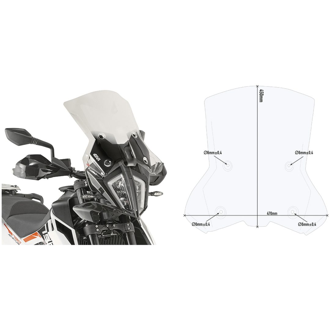 Vindruta Spoiler Transparent Givi Kräver monteringskit D7711KIT