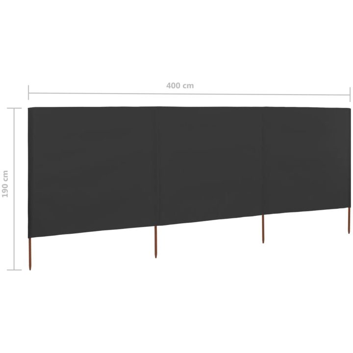 Vindskydd 3 paneler tyg antracit vidaXL 400 x 160 cm – bild 6