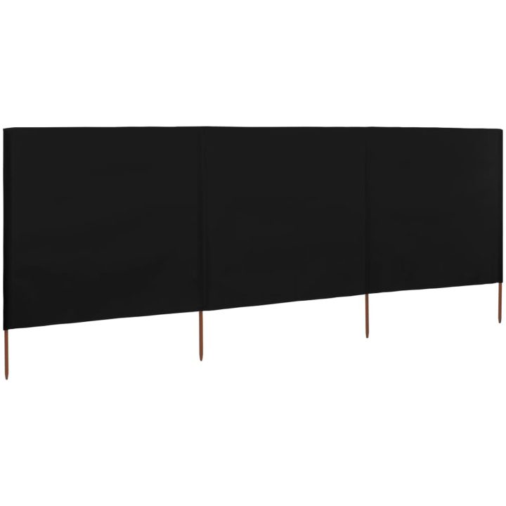 Vindskydd 3 paneler tyg svart vidaXL 400 x 120 cm – bild 2