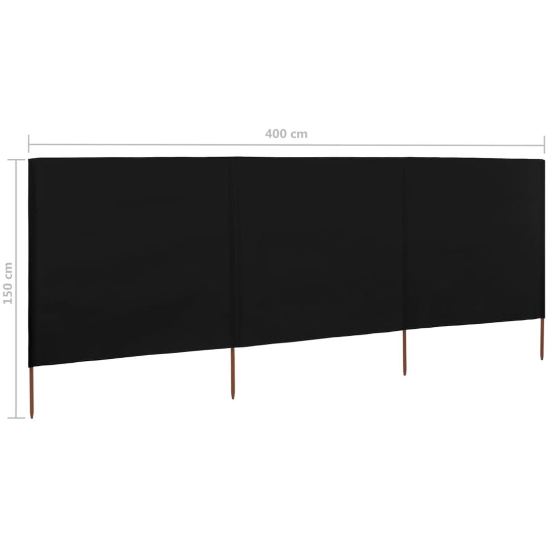 Vindskydd 3 paneler tyg svart vidaXL 400 x 120 cm – bild 6