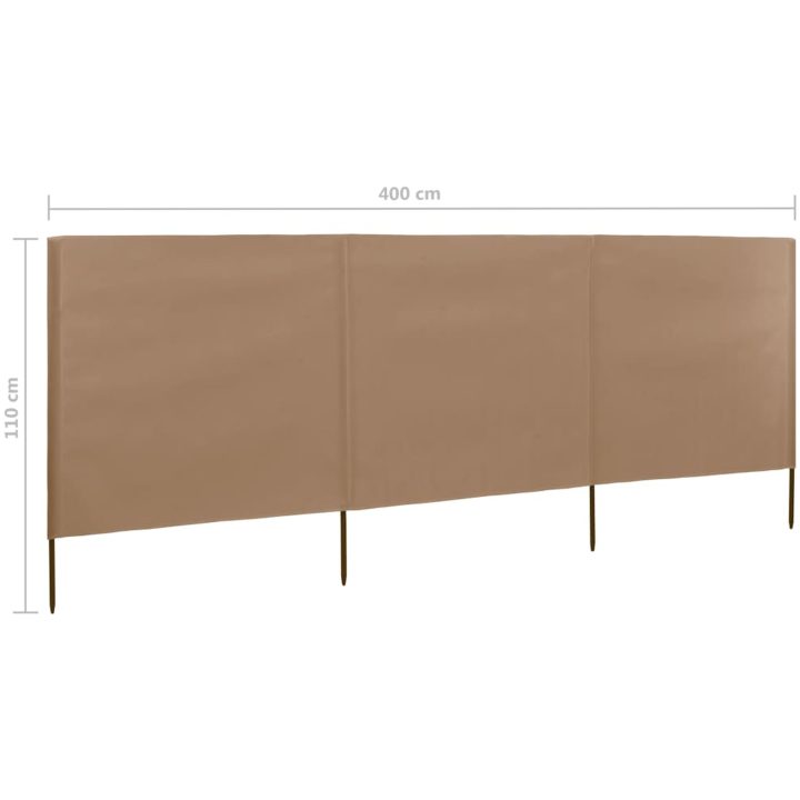 Vindskydd 3 paneler tyg taupe vidaXL 400 x 80 cm – bild 6