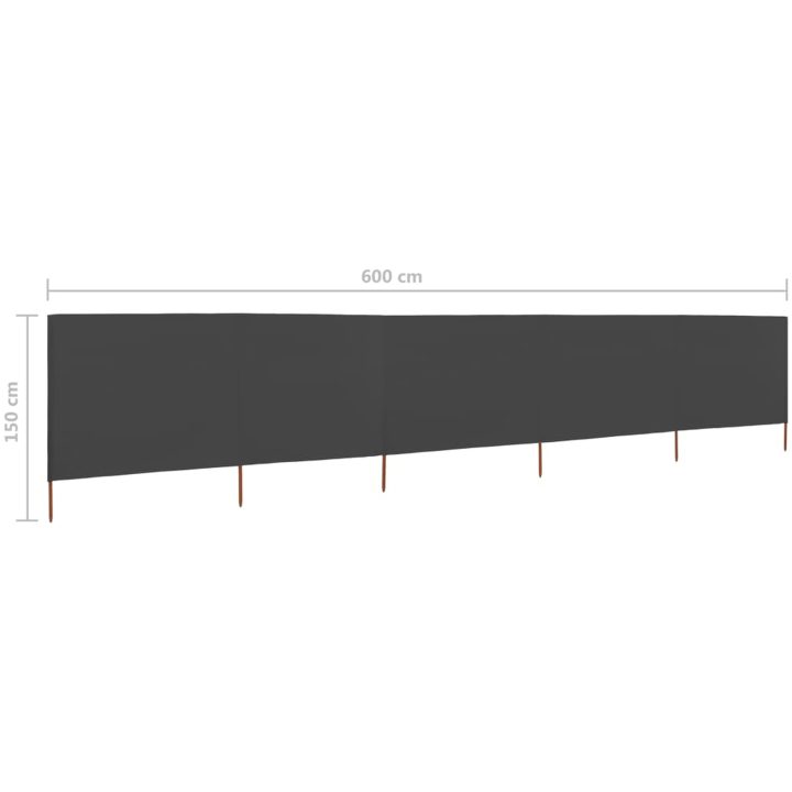 Vindskydd 5 paneler tyg antracit vidaXL 600 x 120 cm – bild 6