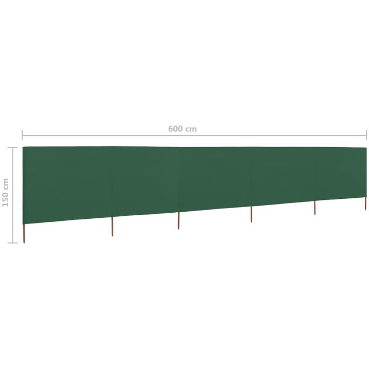 Vindskydd 5 paneler tyg grön vidaXL 600 x 120 cm – bild 6